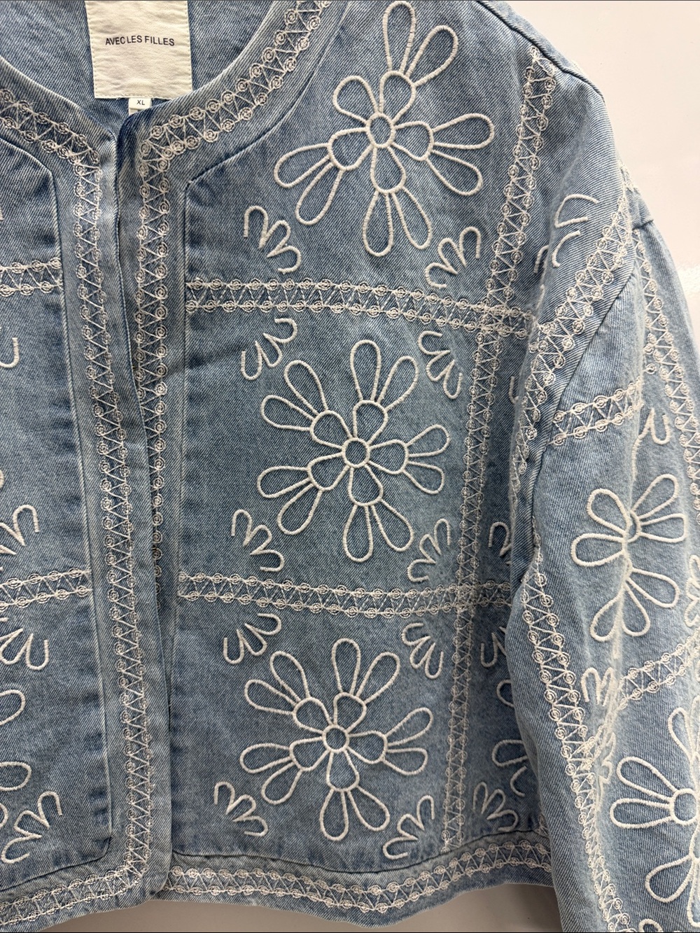 Avec Les Filles Black and Pink Brand Jean Jacket - Picture 4 of 5